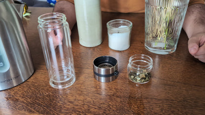 Thermos en verre double paroi avec infuseur intégré – Bouteille à thé 220 ml / 280 ml